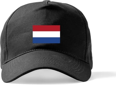 Zwarte Pet Beechfield met Wereldvlaggen, land Nederland klittenbandsluiting