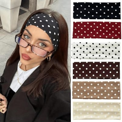 1 st Stippen Dames Yoga Elastische Hoofdband, Herfst Mode Stippen Make-up Hoofdband Haaraccessoire Sport Fitness Zweet white