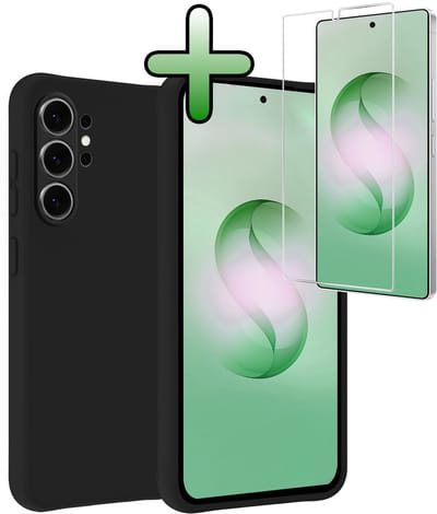 Hoesje Met Screenprotector - Geschikt voor Samsung Galaxy S26 Ultra - Sterk & Shockproof - Back Cover - Siliconen Case - Telefoon Hoes - Zwart