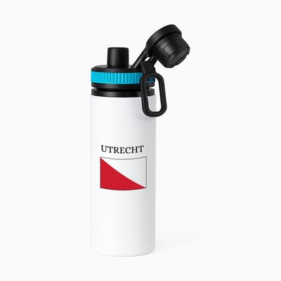 Hacebo® - Utrecht waterfles met draaidop blauw - Utrecht - toeristen - stad - vlag - geschenk - cadeau - kado - water fles - 850ML
