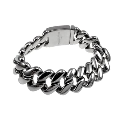 Brede Schakelarmband 20 mm, Stoere Armband Heren, Gepolijst Roestvrij Staal L316 - Polslengte 18-19 cm