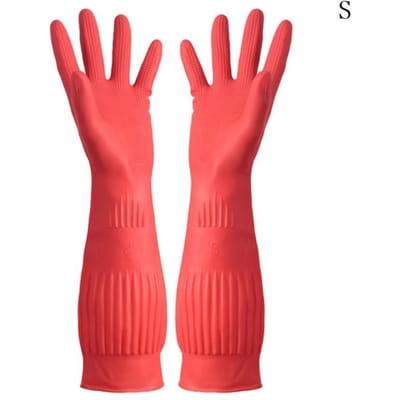Gants de Nettoyage en Caoutchouc à Manchette Longue - Gants de Cuisine Antidérapants Imperméables pour le Nettoyage Domestique la Vaisselle