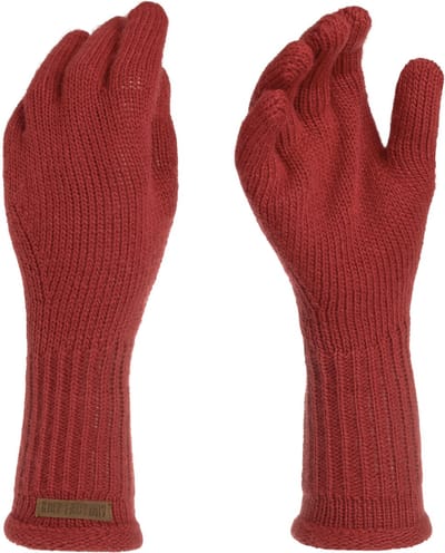 Knit Factory Lana Gebreide Dames Handschoenen - Gebreide winter handschoenen - Rode handschoenen - Polswarmers - Baked Apple - One Size