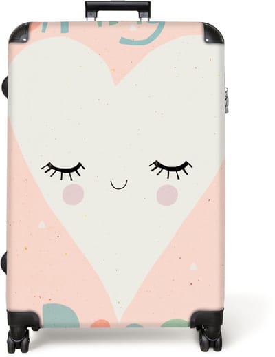 NoBoringSuitcases.com® - Koffer groot - Reiskoffer lichtgewicht - Pastel - Hart - Quote - Oh my dear - Rolkoffer met 4 wielen - Grote trolley XL - 98 liter bagage
