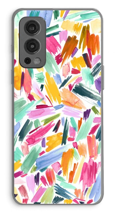 Case Company® - Hoesje geschikt voor OnePlus Nord 2 5G hoesje - Watercolor Brushstrokes - Soft Cover Telefoonhoesje - Bescherming aan alle Kanten en Schermrand