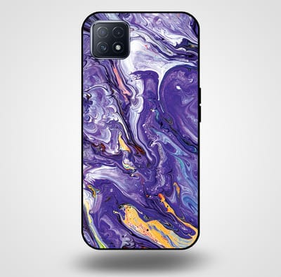 Smartphonica Telefoonhoesje voor OPPO A53 5G / A72 5G / A73 5G met marmer opdruk - TPU backcover case marble design - Goud Paars geschikt voor Oppo A53 5G;Oppo A72 5G;Oppo A73 5G