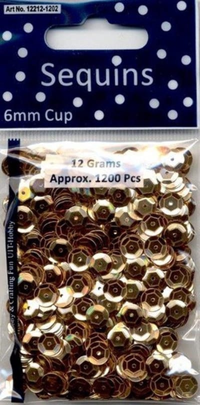 Pailletten facon metal goudkleur 6 milimeter 12 Gram