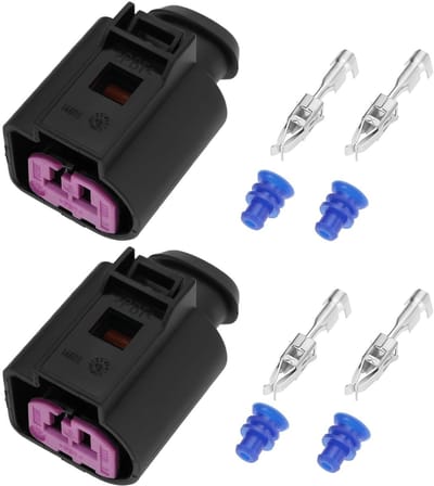 Dailygoody - 2-Pins Verzegelde Reparatie Connector - Voor Dynamo - Zwart - Vrouwelijke Stekker - Geschikt voor Audi, VW, Seat en Skoda - 2x Connector
