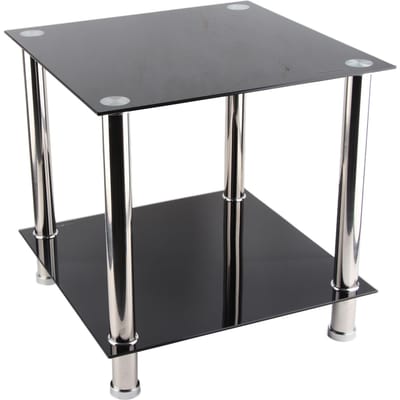 Table d'appoint Table de chevet Table basse Verre Noir Pieds Chromés Lampe à café noir