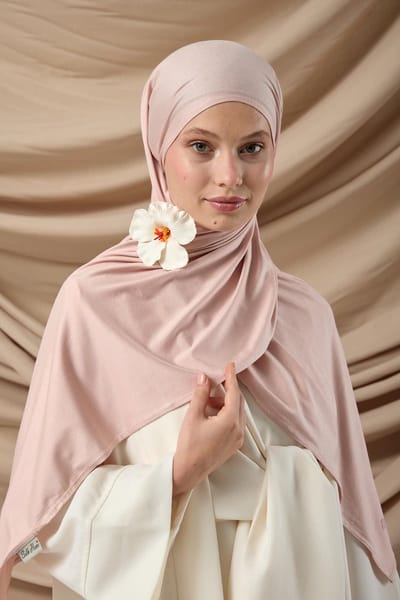 SILK HOME Poederroze Premium Jersey Sjaal- Hoofddoek - Hoofddeksel - Hijab