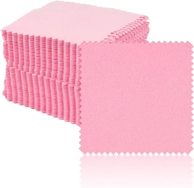 Sieraden Reinigingsdoekjes - Roze - 8 x 8 cm - Dubbelzijdig Fluweel - Voor Goud en Zilver