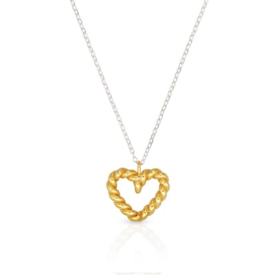 Schitterende Zilveren Halsketting met 18K Gold Plated Hart