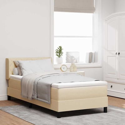 vidaXL - Boxspring - bed - met - hoofdeinde - Crème - 200 - x - 100 - cm - Stof