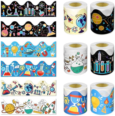 Dailygoods- Prikbord Decoratie - 6 Rollen - Vochtbestendig PP-Materiaal - Kleurige Randafbeeldingen - Decoratie Klaslokaal - Verschillende Thema's - Bulletinbord