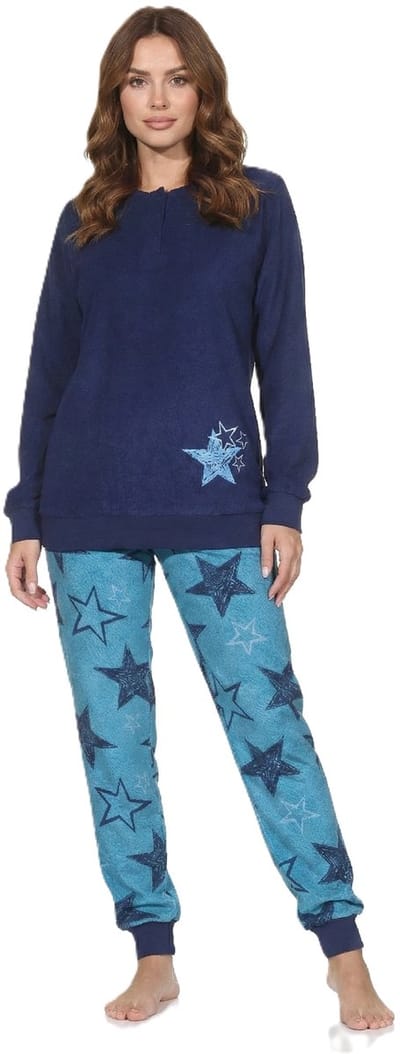 Normann dames badstof pyjama met lange mouwen in sterrendesign – ook in grote maten
