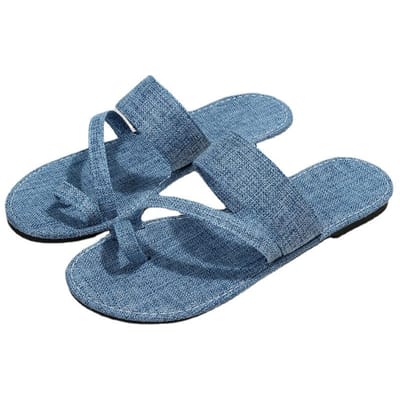 Schoenen voor Dames Hoge Kwaliteit Zomer Dames Slippers Effen Kleur Casual Lage Hakken Set van Tenen Open Teen Zapatillas De Mujer 43 lichtblauwe kleur