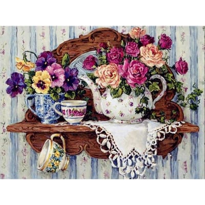 Peinture diamant 5D à faire soi-même, broderie complète de fleurs rondes, arrangement de fleurs, strass 20X30CM vert clair