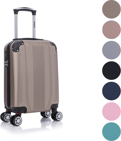 TRALEX - Levante - Kleine Handbagage - 27L - 51x34x20cm - ABS - Harde schaal - Cijferslot - Lichtgewicht - Flexibel - Duurzaam - Stille (rubberen) wielen - Dubbele Spinner-wielen - Champagne
