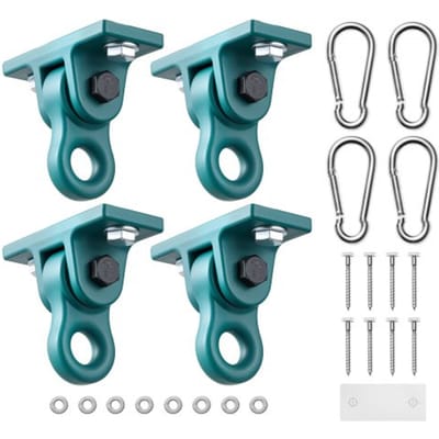 VEVOR 4x Plafondhaken met Dubbel Lager, 180° Draaibare Haken Incl. Schroeven en Bouten, Max. 2268 Kg Draagvermogen, Schommelbevestiging voor 65 mm Montagedikte, Ophanghaken voor Schommels, Hangstoelen, Bokszakken
