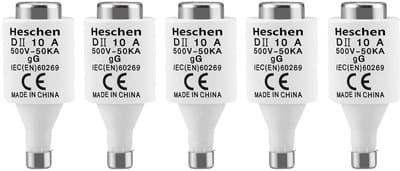 Dailygoods - Keramische neozed-zekeringinzetstukken - 10 A - Hoogwaardige kabelbescherming - DII-type - 5 stuks geschikt voor diverse toepassingen