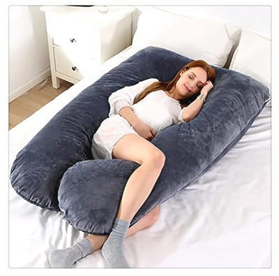 Zwangerschapskussen - Full body kussen - Comfortabel slapen - U-vormige ondersteuning - 150 x 80 cm - Zwart grijs