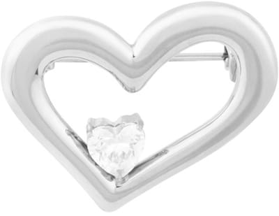 Broche met hartje en diamant- Dames broche - Zilveren broche - Broche - Stainless Steel (verkleurt niet!) - Sierspeld - Broches - Moederdag cadeau - Moederdag sieraden - Moederdag - Valentijnsdag - Kerst cadeau - Cadeau voor dames