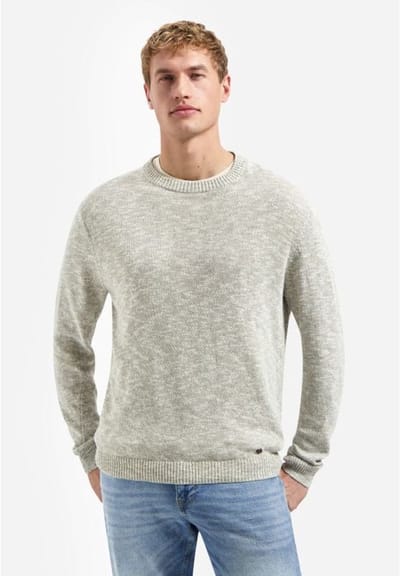 No Excess Pullover crewneck melange with line taupe