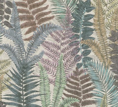 VAREN BLADEREN BEHANG | Botanisch - Meerkleurig Beige Groen Blauw Violet - LivingWalls Famous Garden