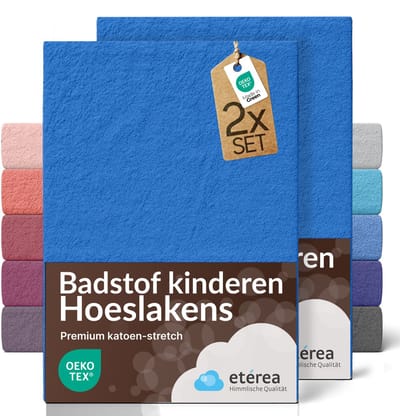 etérea Frottee badstof hoeslaken Blauw 2x 60x120 - 70x140 cm