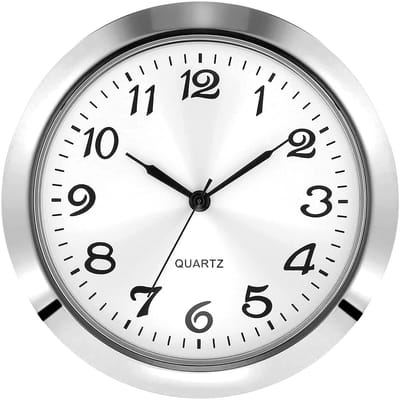 Dailygoods - Kwartsinzetstuk 2-1/8 inch - Zinklegering Behuizing - Wit Gezicht - Arabische Cijfers - Perfect voor Horloges - Batterij Aangedreven