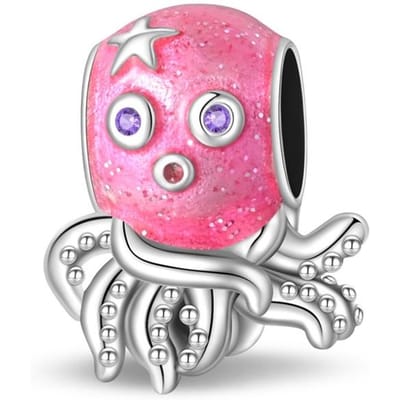 Authentieke Originele Koperen Metaal Bedel Kralen Componenten Luxe Roze Octopus Bedel Component Ketting Kralen Componenten Compatibel Met Armband Hoog pink
