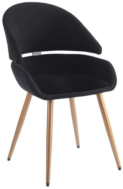 Colenis® - Torino Eetkamerstoel - Set Van 2 - Zwart - Velvet - Fluweel - Design - Industrieel - Geborsteld Goud Poten - Metalen poten