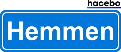Hacebo - Plaatsnaam Sticker - 29x10 CM - Hemmen sticker - Verkeersborden sticker - grappige cadeaus - Hemmen
