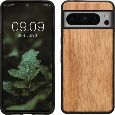 kwmobile telefoonhoesje geschikt voor Google Pixel 8 Pro - Hoesje met bumper in lichtbruin / bruin - Backcover - hout
