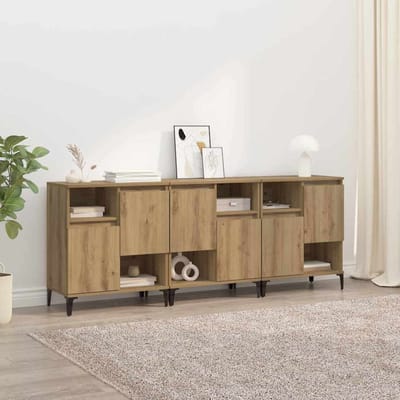 vidaXL Dressoirs 3 st Artisan Eiken 60 x 35 x 70 cm Bewerkt hout