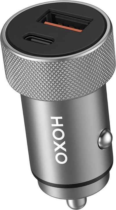HOXO Autolader USB-C en USB-A - 20W PD Snellader - 12V/24V - Sigarettenaansteker Oplader - Grijs
