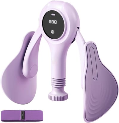 Dailygoods - 2 stuks dijbeentrainer, bekkenbodemtrainer, bekkenbodem-heuptrainer, antislip bekkenbodemtrainer met teller, bekkenbodemspiertrainer met weerstandsband voor beenversterking (paars)