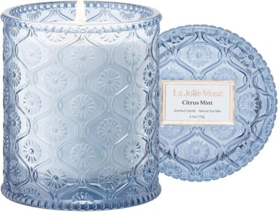 Citrus Mint Geurkaars 6oz - Aromatische Soja Kaars voor Thuis met 55 Uur Brandtijd - Perfect Cadeau voor Elke Gelegenheid