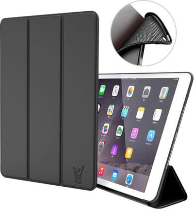 Hoes geschikt voor iPad 2017 / 2018 9.7 inch - Trifold Book Case Kunstleer Tablet Hoesje Zwart