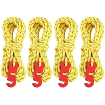 4 stuks Set Reflecterend Tent Windtouw Camping Koord Scheerlijn met S Ring Gesp Haak(Rood)