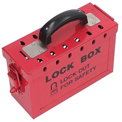 Dailygoods- Tagout-box Draagbaar - Roestvrij Staal - Ergonomisch Handvat - Beveiligd Vergrendelingsmechanisme - Plaats voor 12 Hangsloten - Slijtvast en Vochtbestendig - Lockout Box