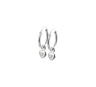 Zilver Gerhodineerde Oorringhangers hart strass 1329585
