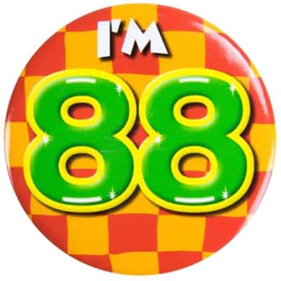 Button 88 Jaar - Button met speld (55mm) - Leeftijd badge - 88 Jaar versiering - Accessoires - Rozet I'm 88 - Verjaardag jongen / meisje / man / vrouw - Button 88 Jaar