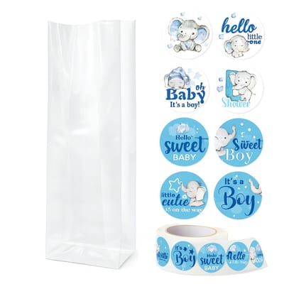 25x Uitdeelzakjes met Baby boy | Blokbodem | 60 x 50 x 200 mm | Traktatiezakjes | Kinderfeestje | Cellofaanzakjes | Cadeauzakjes | Snoepzakjes | Plastic Zakjes | Uitdeelzakjes kinderen | Cadeauzakjes Kinderen | Verpakkingszakjes Uitdeelcadeaus |