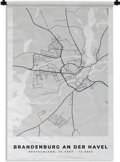 Wandkleed - Wanddoek - Plattegrond - Duitsland - Brandenburg An Der Havel - Stadskaart - Kaart - 120x180 cm - Wandtapijt
