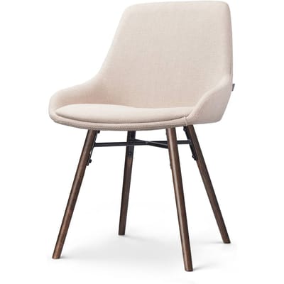 Nolon Nena-Isa Eetkamerstoel Beige - Stof - Zonder Armleuning - Houten Poten - Walnoot - Scandinavisch - Comfortabel