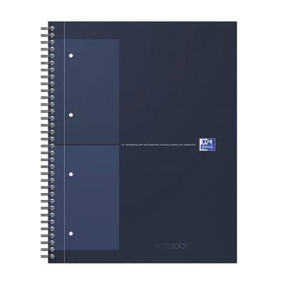 Oxford International notebook A4+ geruit 5mm 4 gaats 80 vel stevige kartonnen kaft 30 jaar blauw