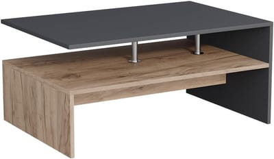 Salontafel - Bijzettafel - Woonkamer Inrichten - Modern Design - 90 x 52.6 cm - Antraciet/gouden eik