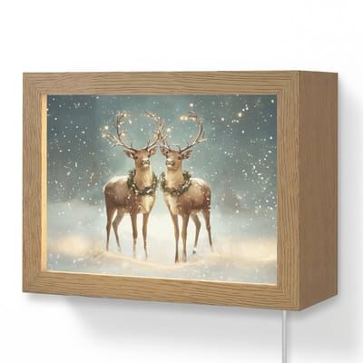 Wandlamp 20x15 cm - Oplaadbaar - Kerstmagie - Winterwoud - Rendier - Wandlampen binnen woonkamer - Slaapkamer lamp met kabel - Decoratieve nachtlamp - Vloerlamp snoer