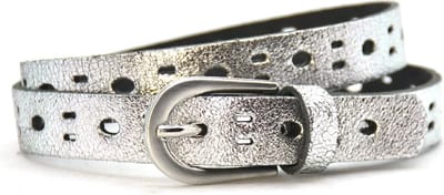Kinderriem meisje 20430 Fashion riem perfo metallic - zilver - maat 65 - Totale lengte circa 80cm